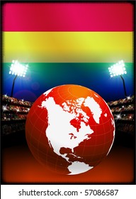 Bandera de Bolivia con fondo de globo en el estadio Ilustración original