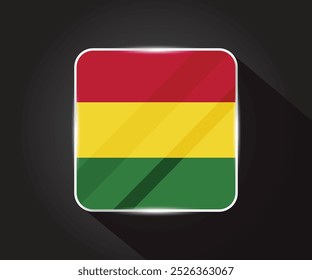 Ilustração do ícone quadrado brilhante da bandeira da Bolívia 