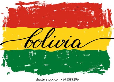 Bolivia flag grunge handwriting t-shirt vector. There are true colors of flag