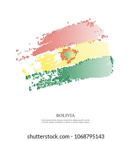 Bolivia flag with halftone effect, grunge texture. Isolated on white background. Vector illustration.