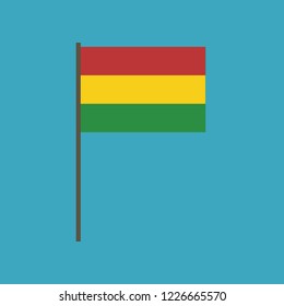 Bolivia flag icon in flat design. Independence day or National day holiday concept.