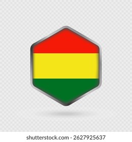 Icono de la bandera de Bolivia en forma de hexágono.