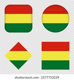 Bolivia Flag Icons Pack. Vector illustration.