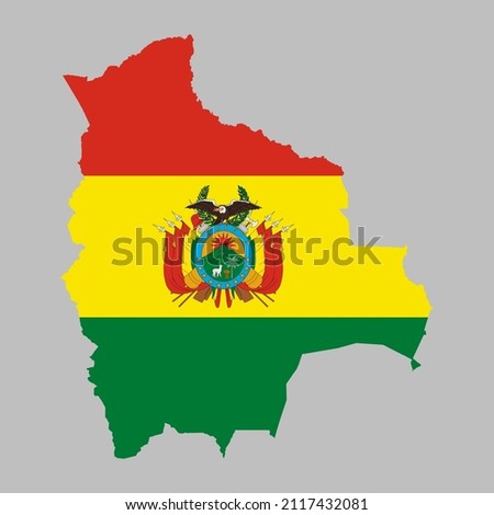 Bolivia flag inside the Bolivian map borders vector illustration 