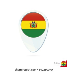 Bolivia flag location map pin icon on white background. Vector Illustration.