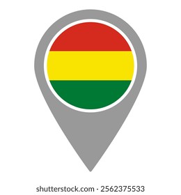 Bolivia flag location pin, flag application, Flag on Location Pin, graphic design, map pointer, vector illustration.