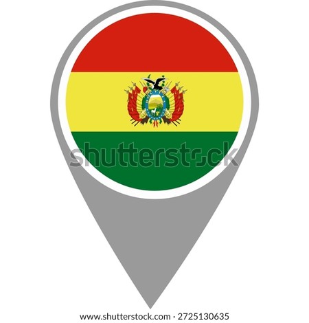 Bolivia flag location pin, Bolivia flag on location pin, Bolivia map pointer in high quality