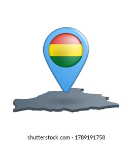 Bolivia flag map pin on white