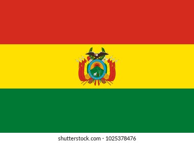 Bolivia flag with official colors and the aspect ratio of 15:22 .Accurate flat vector illustration.
