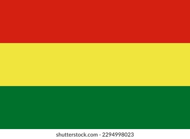 Bolivien Flagge, offizielle Farben und Proportion. Vektorgrafik.