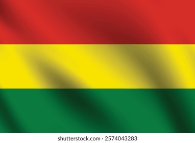 Bolivia flag official colors and proportion digital vector illustration. Pleated flag.