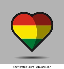 Bolivia flag. Official national flag on heart shape element vector. Flag of world symbol and icon. Vector eps 10.