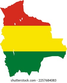 Bolivia flag on map on transparent  background