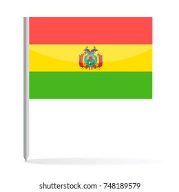 Bolivia Flag Pin Vector Icon - Illustration