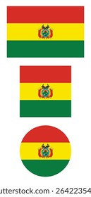 
Bolivia flag PNG vector. Bolivia square and round icon isolated on transparent PNG background. Bolivia flag icon.