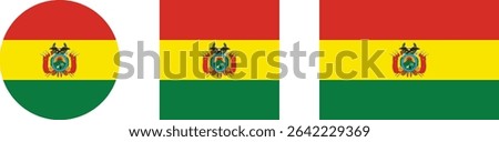 
Bolivia flag PNG vector. Bolivia square and round icon isolated on transparent PNG background. Bolivia flag icon.

