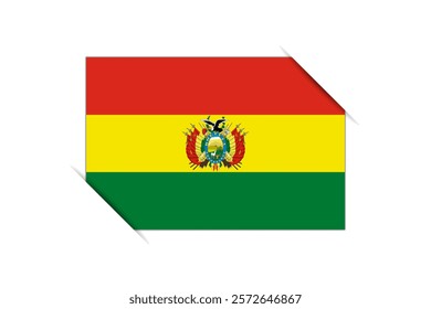 Bolivia flag - rectangle colorful flag representing a country cultural identity and heritage. The essence of national pride and unity. Attached by the corners in a paper album