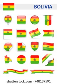 Bolivia Flag Set - Vector Illustration