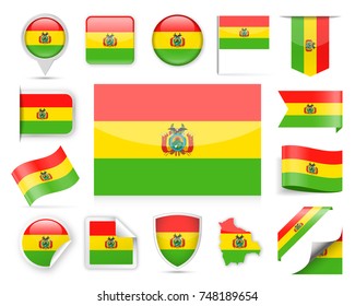 Bolivia Flag Set - Vector Illustration