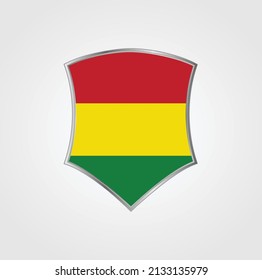 Bolivia Flag with Shield Frame. National Flag