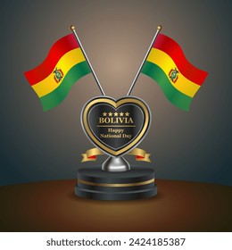 Bolivia flag in a stand on table. Vector Illustration