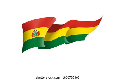 Bolivia flag state symbol isolated on background national banner. Greeting card National Independence Day of the Plurinational State of Bolivia. Illustration banner with realistic state flag.