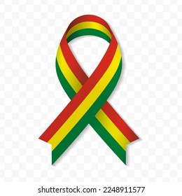 Ilustración vectorial de banda de la bandera boliviana en una imagen vectorial de fondo transparente (PNG).