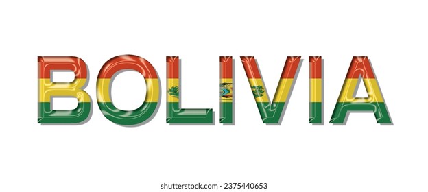 BOLIVIA flag text font, 3D BOLIVIA Font With Flag, 3D BOLIVIA Vector illustration