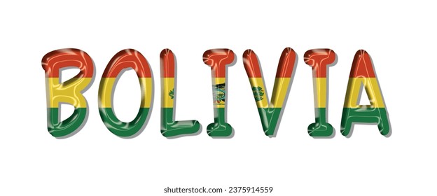 BOLIVIA flag text font, 3D BOLIVIA Font With Flag, 3D BOLIVIA Vector illustration