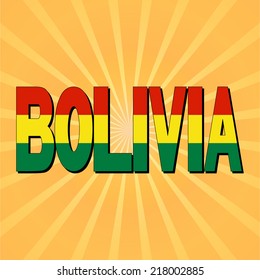 Texto de la bandera de Bolivia con ilustración del vector de explosión de sol