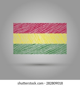 Bolivia flag with transparent background. Scratched texture.