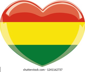 Bolivia flag vector, heart shape, state, sticker, 3d, celebrate, day, symbol and sign, eps 10