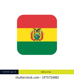 Bolivia Flag Vector Stock Illustration Design Template. Rounded Square Shape.