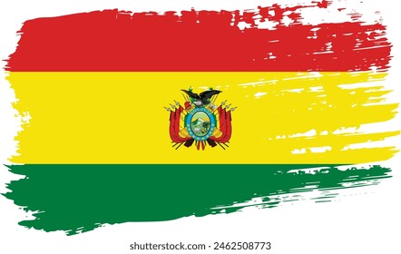 Bolivia flag, wide brush stroke on transparent background, vector.