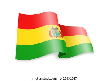 Bolivia flag in the wind. Flag on white background vector illustration