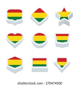 bolivia flags icons and button set nine styles