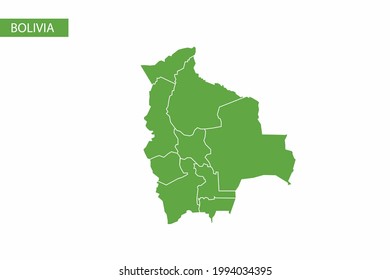 Mapa verde de Bolivia vector detallado.