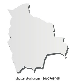 Bolivia - silueta gris 3d mapa de la zona del país con sombra caída. Simple ilustración vectorial plana.