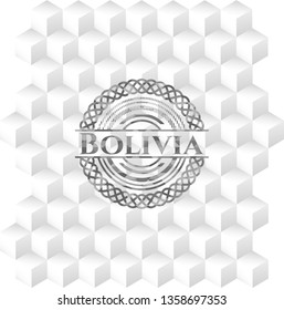 Bolivia grey badge with geometric cube white background