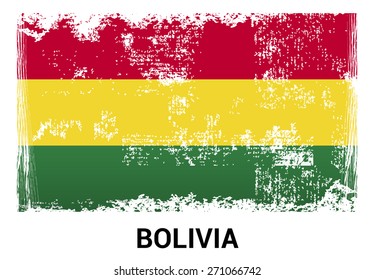 Bolivia grunge flag isolated vector in official colors and Proportion Correctly. country's name label in bottom