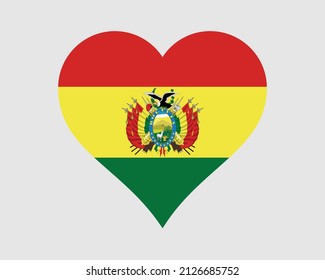 Bandera del Corazón de Bolivia. El Amor Boliviano Forma La Bandera Nacional Del País. Símbolo de símbolo del icono del Estado Plurinacional de Bolivia. Ilustración del vector EPS.