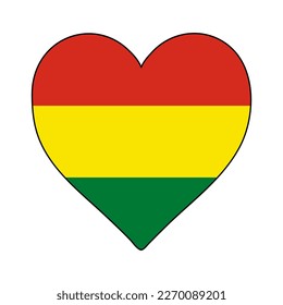 Bolivia Heart Shape Flag. Love Bolivia. Visit Bolivia. South America. Latin America. Vector Illustration Graphic Design.