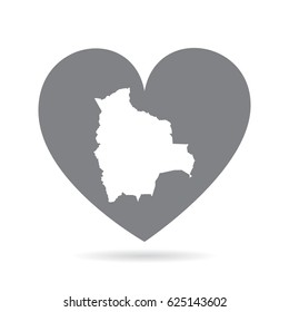 Bolivia heart. Heart shape icon with white map
