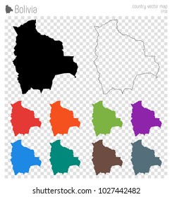 Bolivia high detailed map. Isolated black country outline. Vector illustration.