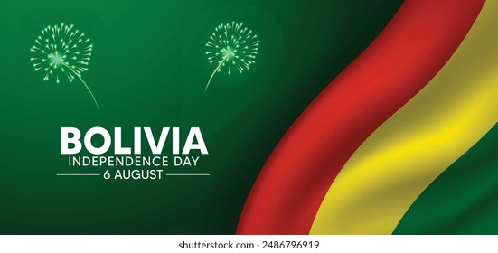 Bolivia Independence Day 6 August waving flag vector poster