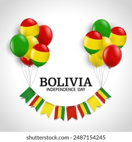 Bolivia Independence Day. Background with balloons. Vector Illustration
