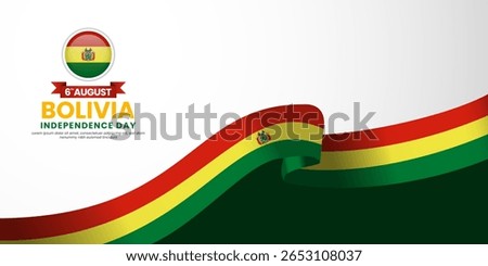 Bolivia independence day banner background august 6th design element with waving ribbon flag