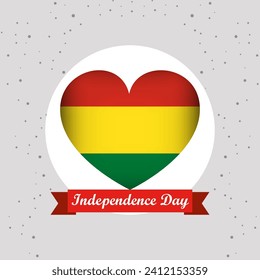 Bolivia Independence Day With Heart Emblem Design