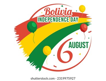 Ilustración vectorial del Día de la Independencia de Bolivia el 6 de agosto con fiesta nacional en caricatura plana dibujada con plantillas de fondo de página de aterrizaje