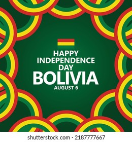 Bolivia independence day vector template with its tricolor ribbon flags. South American country public holiday celebrated annually on August 6.